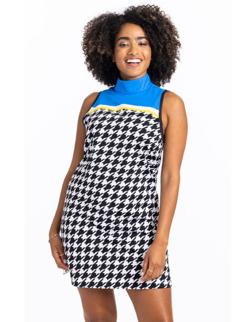 Kinona Smolder Shoulder Dress - Houndstooth Black (FINAL SALE ITEM)