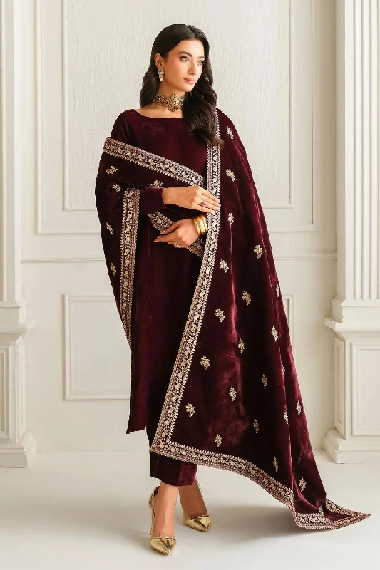 Maroon Handwork Velvet Shawl