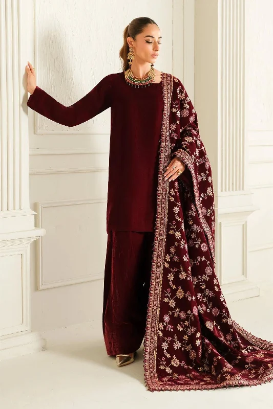 Maroon Velvet Readymade 2PC