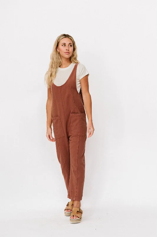 Mary Cotton Overalls in Woodrose