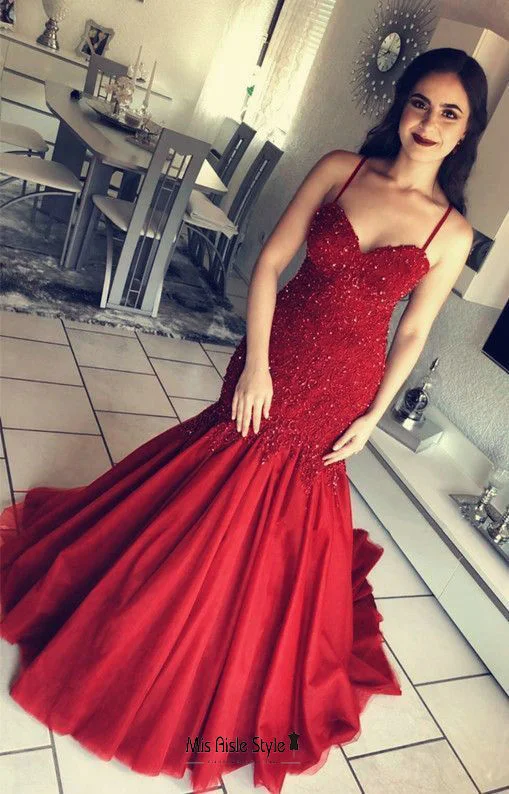 Mermaid Deep Red Evening Dress