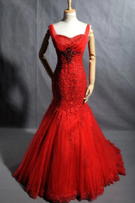 Mermaid Red Sparkle Evening Dress