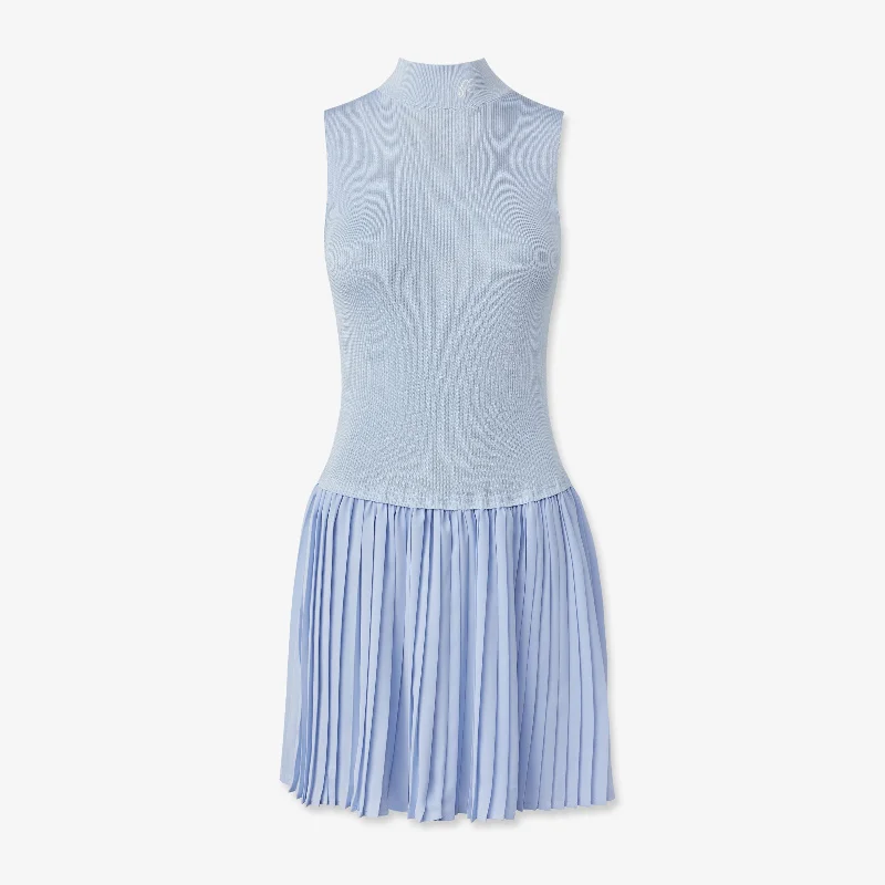 OLIVIA PLEATED MOCKNECK DRESS