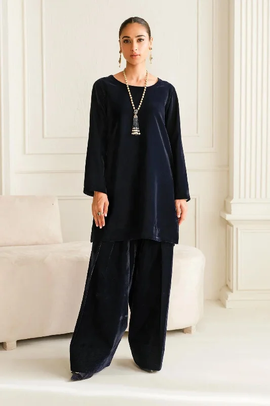 Navy Blue Velvet Salwar Kameez