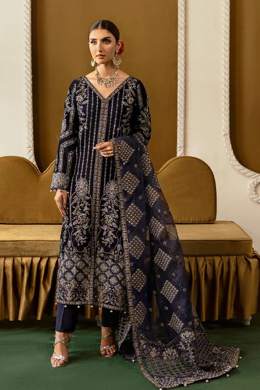 Navy Blue Velvet Pakistani Suit