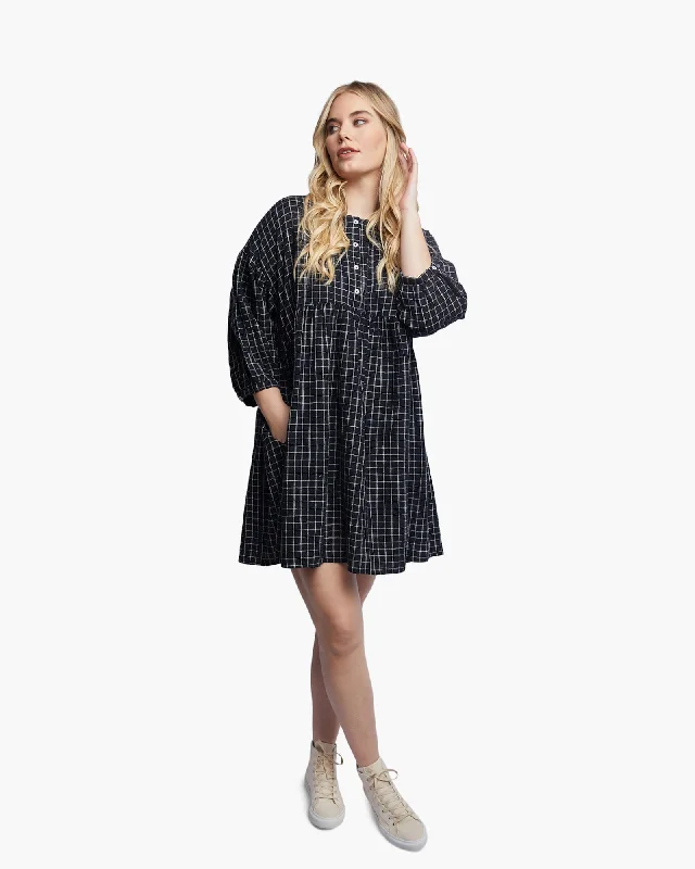 Nico Swing Dress | Black Grid