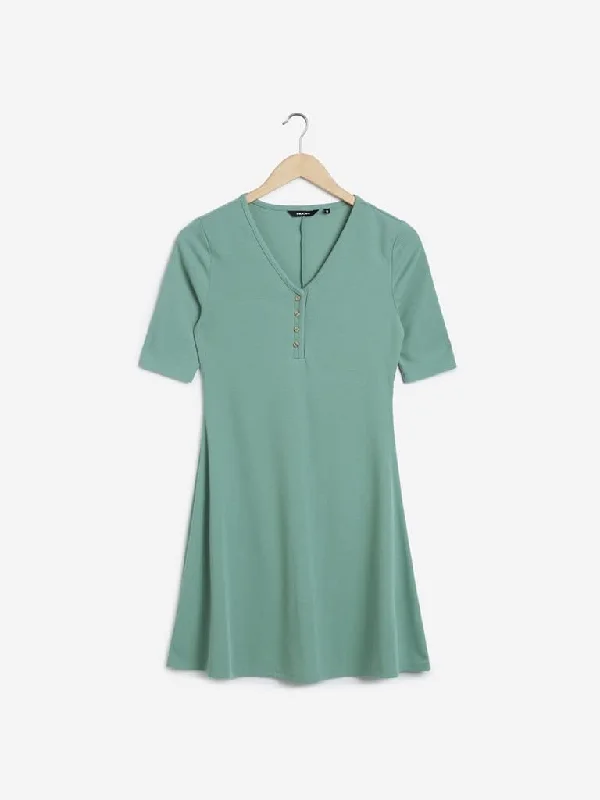 Nuon Mint Green Ribbed Benj Dress