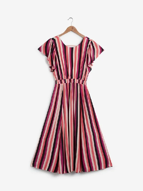 Nuon Multicolour Striped Crepe Dress