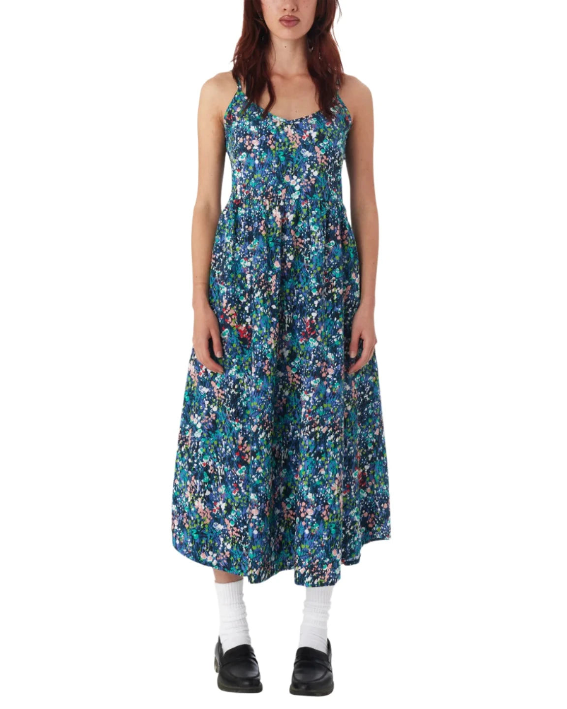 OBEY Women's Spring Garden Dress Teal Blue Multi