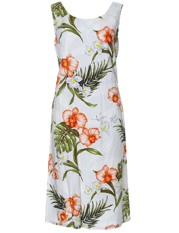 Passion Orchids Bias Sleeveless Knee Length Dress