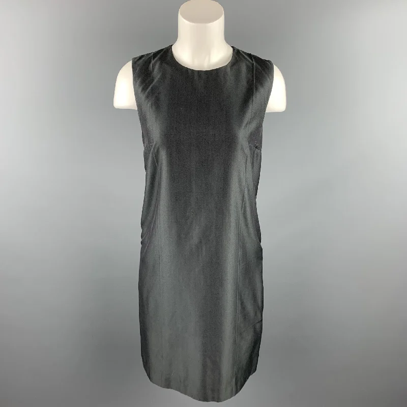 PRADA Size 6 Gray Silk Sleeveless Shift Dress