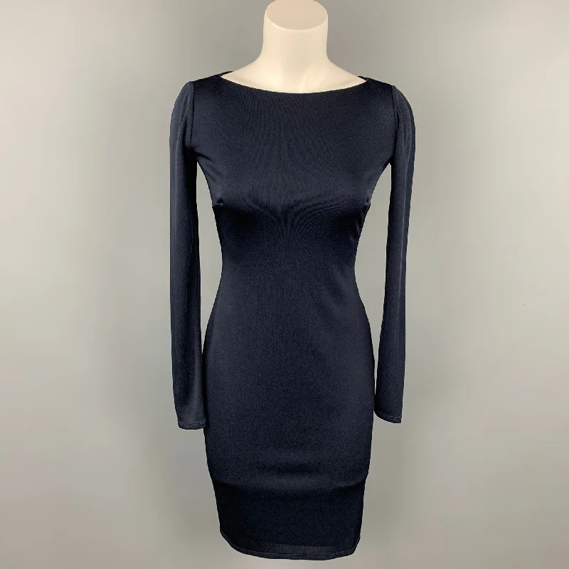 RALPH LAUREN Black Label Size 0 Navy Viscose Boat Neck Dress