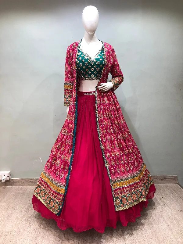 Rani Georgette Lehenga With Mirror work