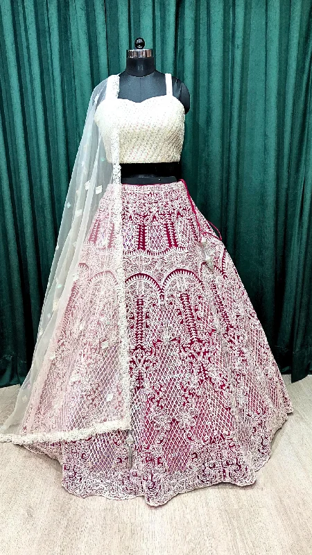 Rani Net Lehenga With Thread, Sequence & Zari