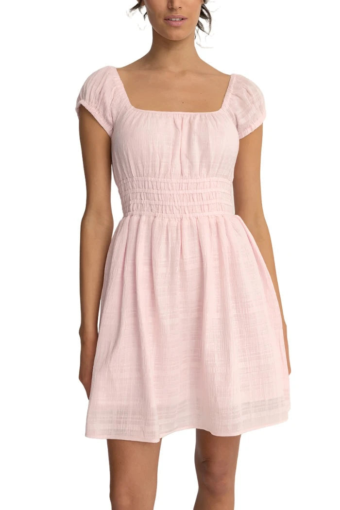 RHYTHM Women's Washed Out Cap Sleeve Dress Pink