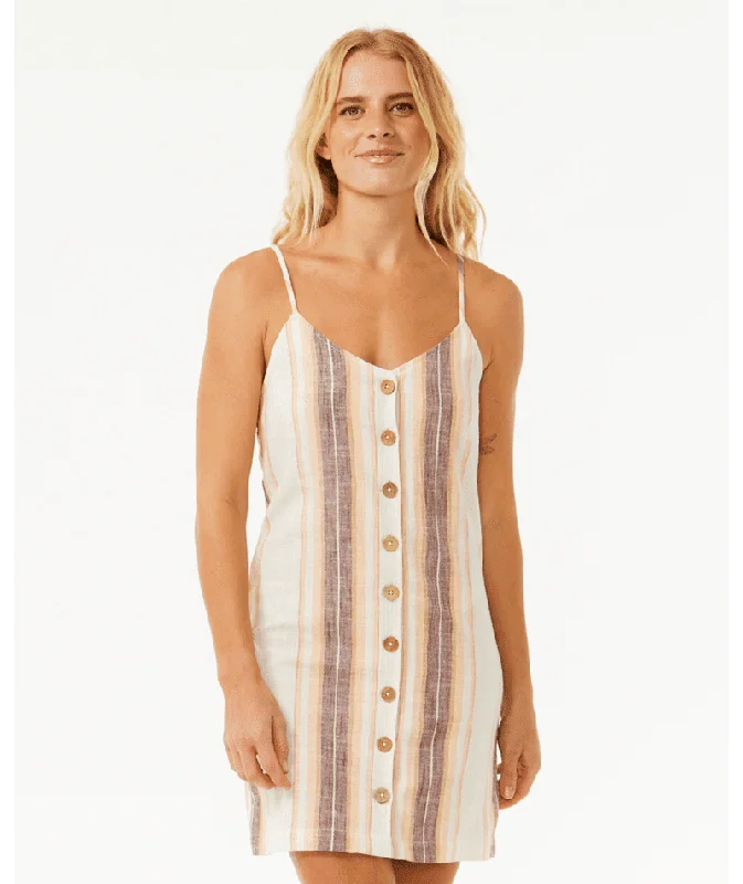 RIP CURL Women's Classic Surf Stripe Button Through Dress Multicolour