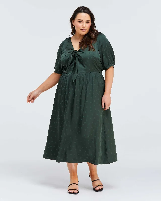 Rossa Jacquard Spot Dress | Sage