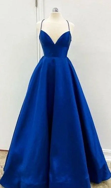 Royal Blue Criss Cross Back Cheap Prom Dress