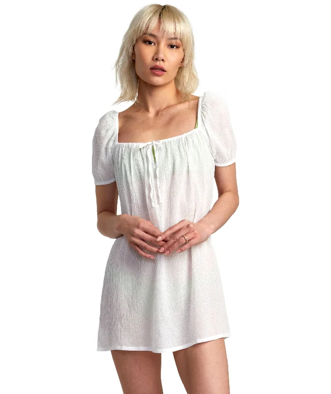 RVCA Women's Hit Repeat Cover Up Dress Whisper White