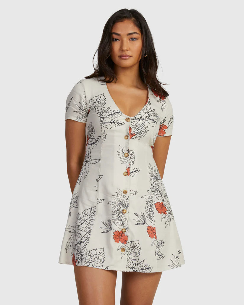 RVCA Women's Tropicalsy Understated Dress Bleached