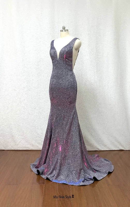 Sexy Mermaid Low Back Sparkle Evening Dress