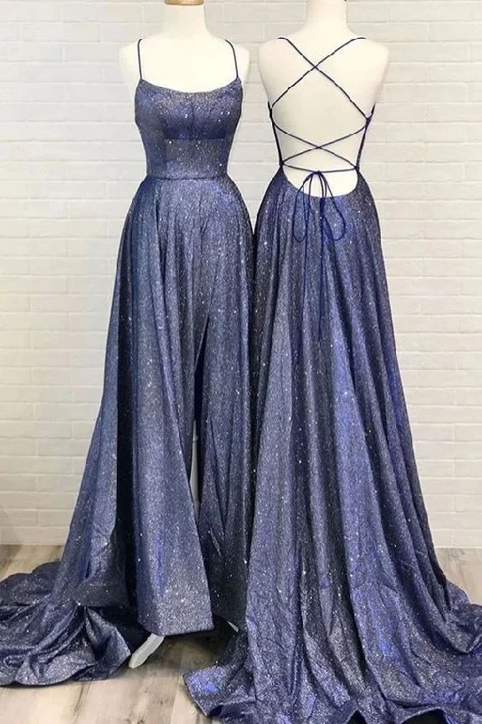 Sexy Open Back Criss Cross Sparkle Prom Dress