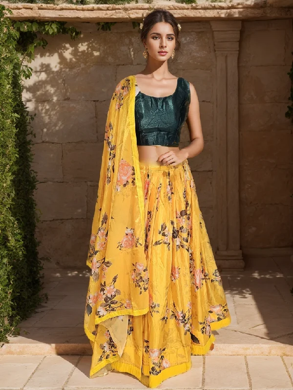 Silk Blouse with Organza Lehenga