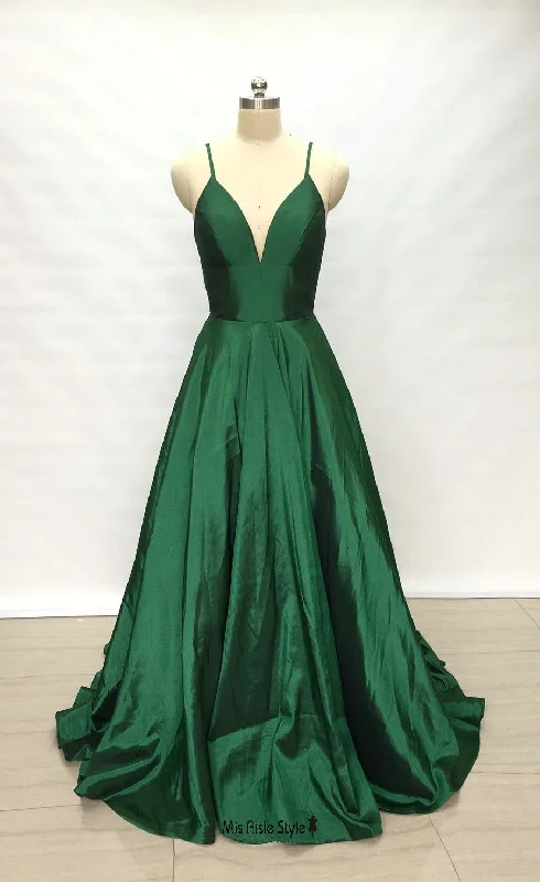 Simple Spaghetti Straps Green Prom Dress