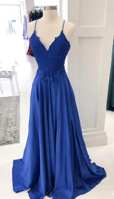 Simple Spaghetti Straps Royal Blue Pageant Dress