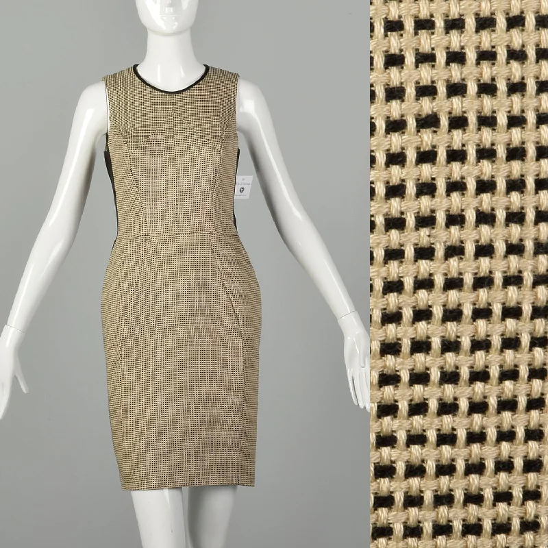 Small Jason Wu Tweed Dress Leather Panels Sleeveless Designer