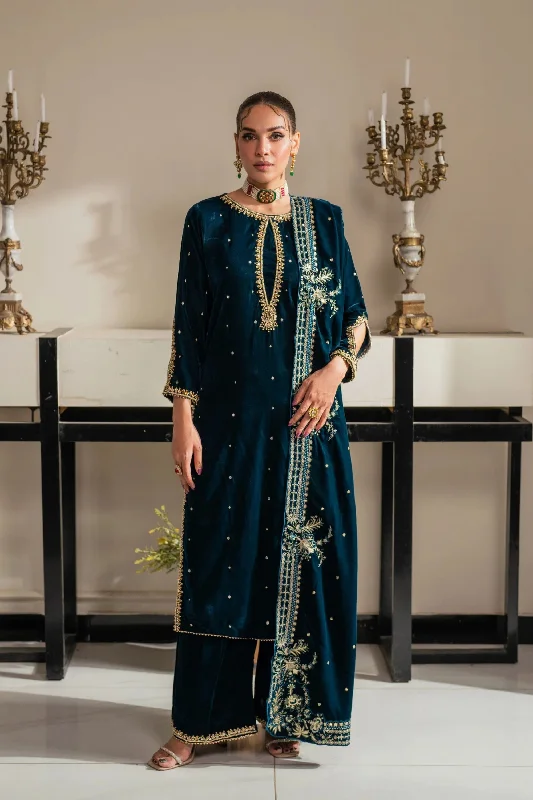 Teal Zinc 3pc Velvet Suit