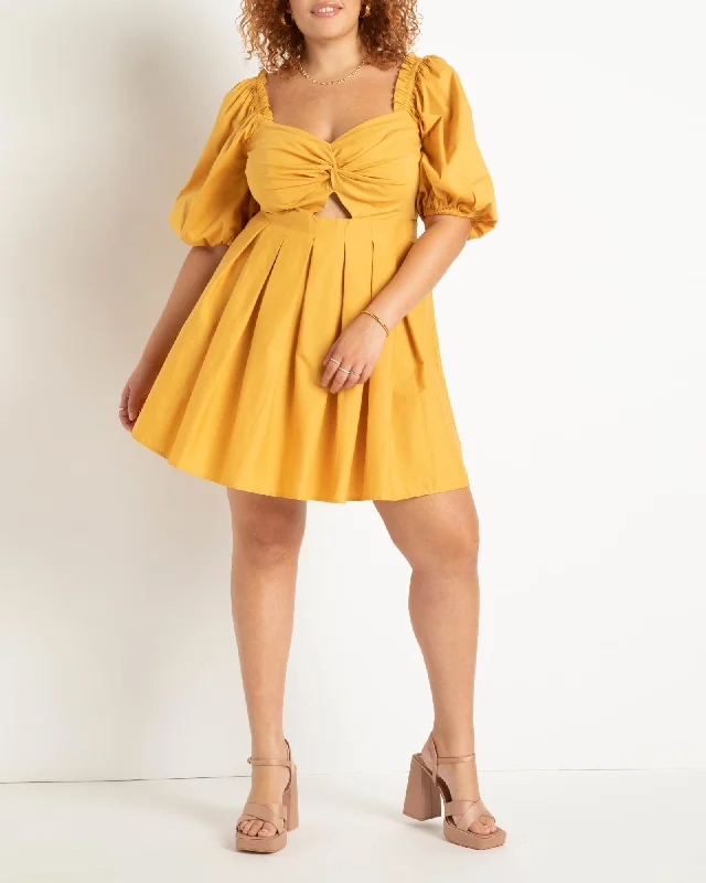 Twist Bodice Puff Sleeve Dress | Narcissus