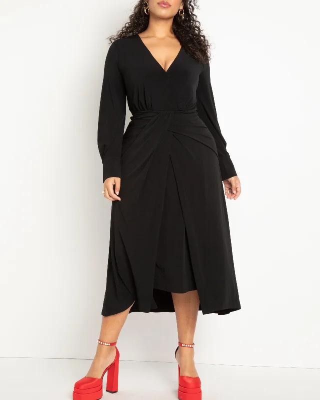 Twist Detail Knot Dress | Black Onyx