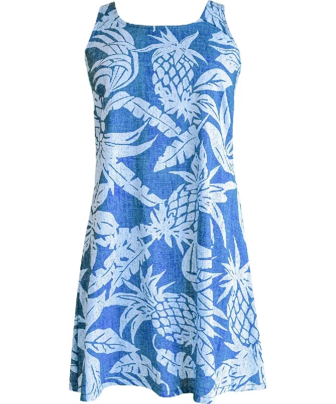 Viva Pineapples A-Line Back Cutout Dress