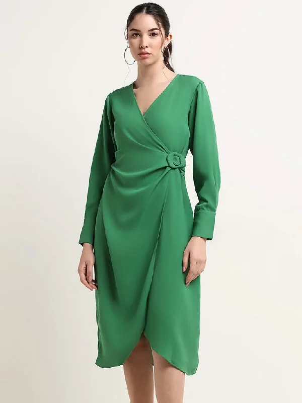 Wardrobe Green Wrap Dress