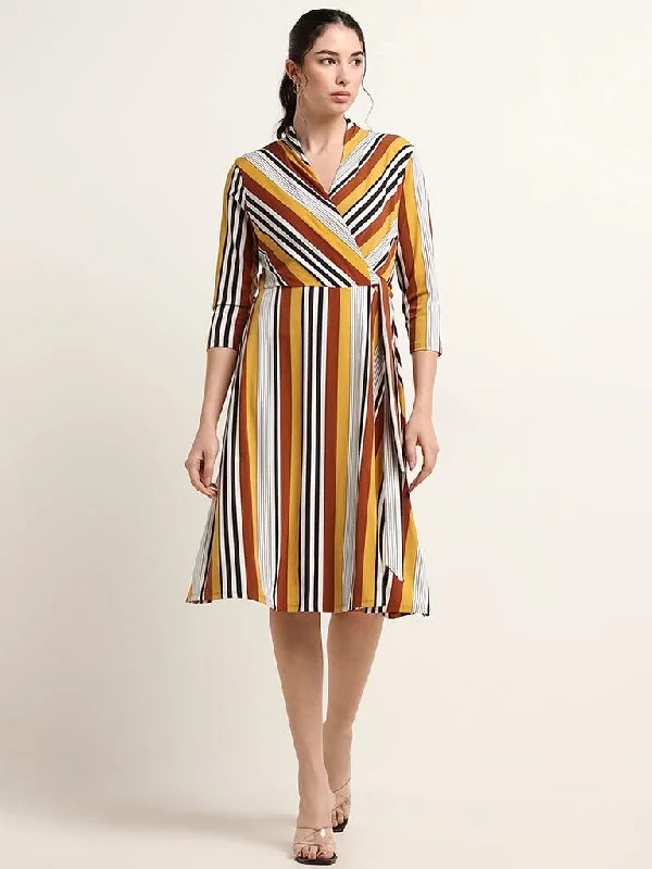 Wardrobe Multicolour Striped A-Line Dress