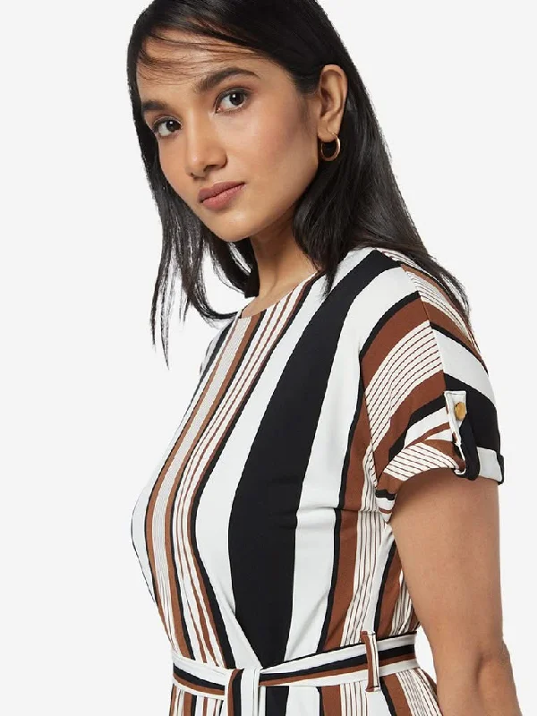 Wardrobe Tan Striped Tammy Dress With Belt