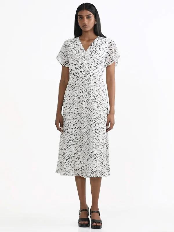 Wardrobe White Polka Dotted Dress