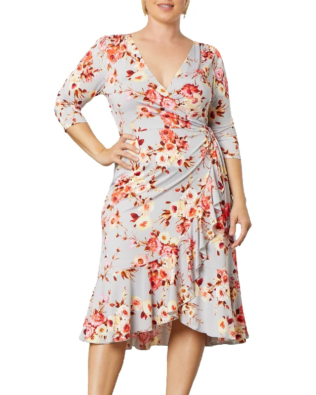 Whimsy Ruffled Wrap Dress | ROSE GARDEN GREY