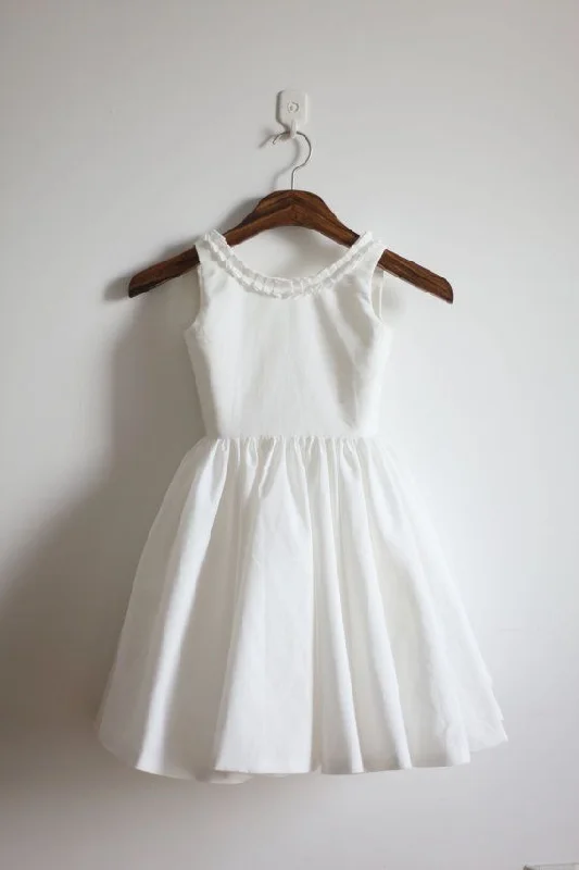 White Low Back Flower Girl Dress