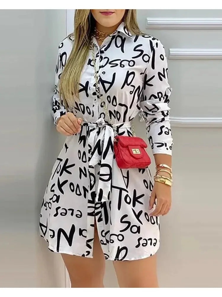 Women Elegant Dress Letter Print