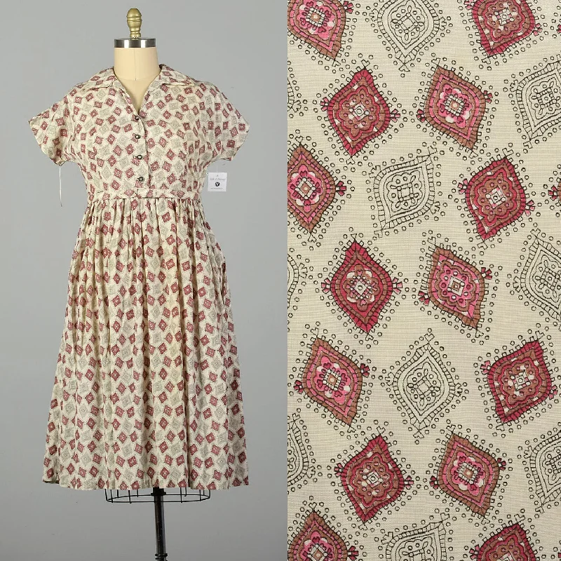 XL 1950s Cotton Day Dress Deadstock Lightweight Volup Summer Casual