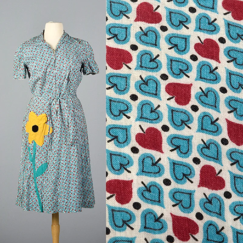 XXL 1950s Novelty Print Cotton Day Dress