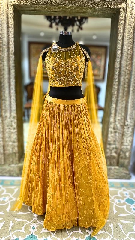 Yellow Lehenga Choli with Hand Embroidery