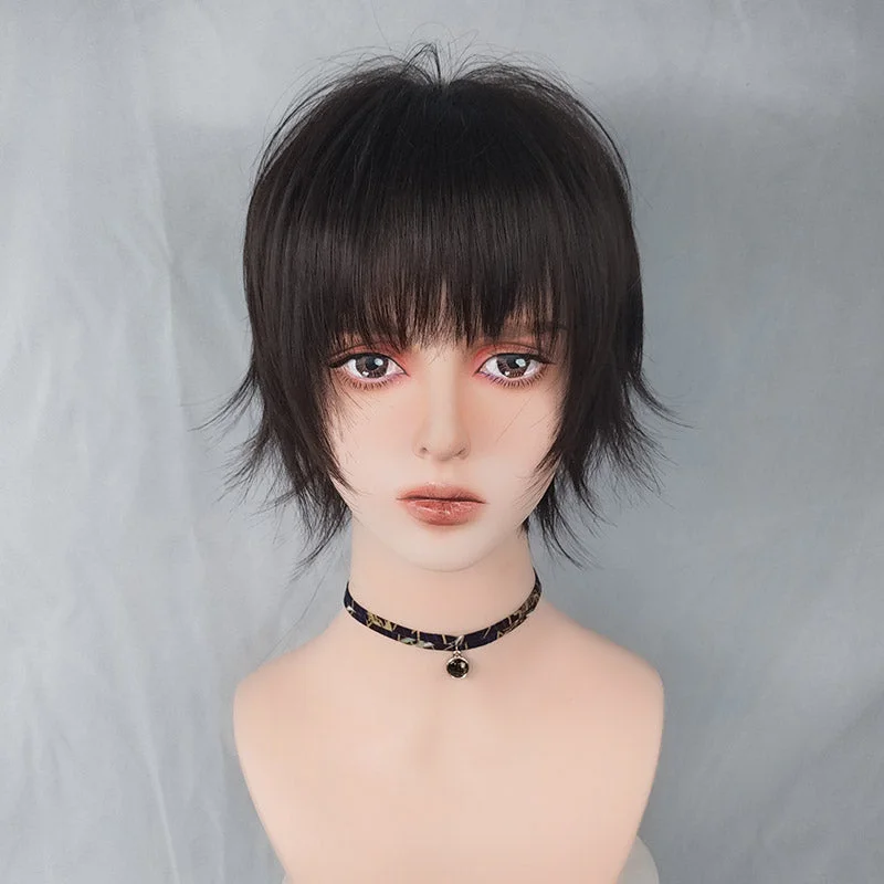 Harajuku brown black short wig YV43561