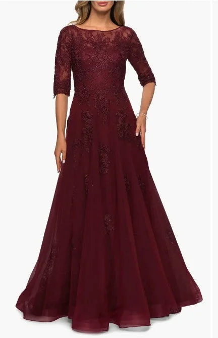 Other La Femme (Nordstrom) Floral Lace & Tulle Gown