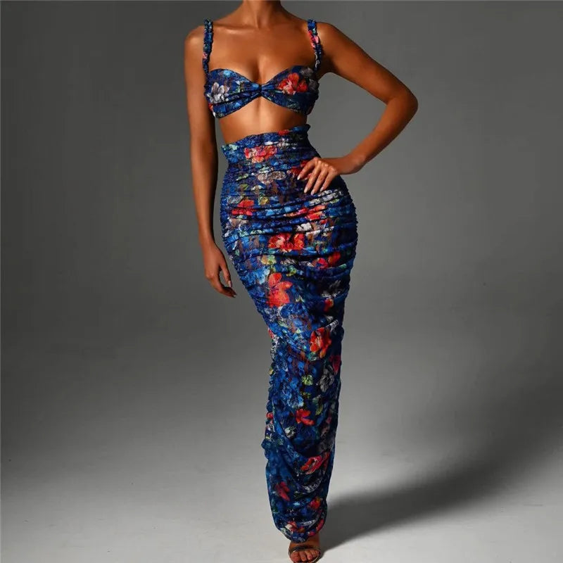 Boho Party Sexy Two-Piece Set  - Maxi Skirt