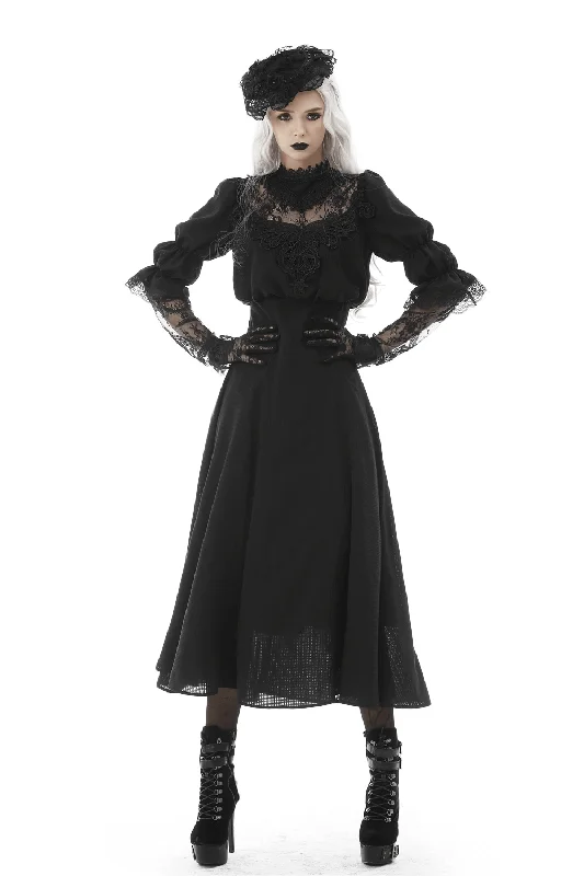 Elegant Gothic Lace Bustier Dress with Maxi Skirt