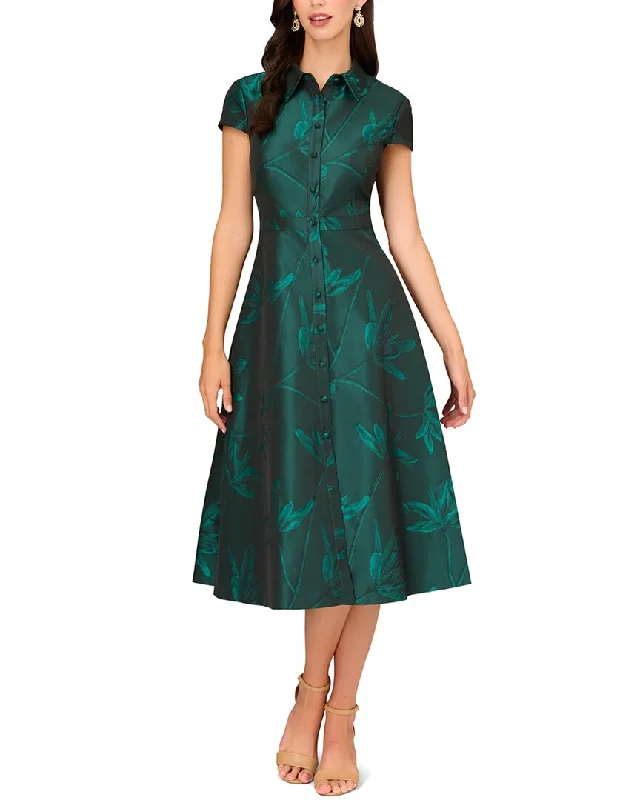 Aidan Mattox Floral Jacquard Midi Dress