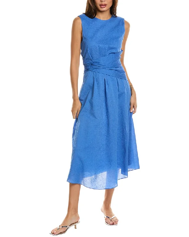 FRAME Denim Ruched Midi Dress